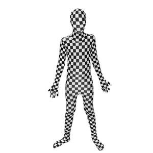 Kids Black & White Check Morphsuit Boys Girls Halloween Zentai Jumpsuit Costume